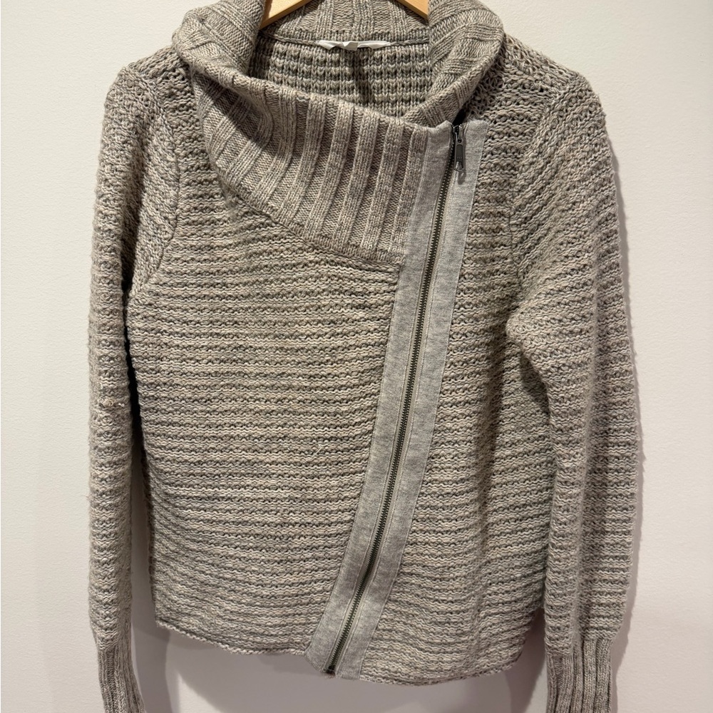 Athleta Cowl Full Zip Knit Sweater Play Condition